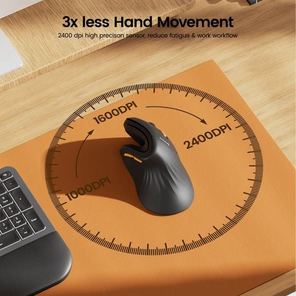 ProtoArc EM11 NL & EM05 NL Ergonomic Mouse – Ergonomic Design, 2400 DPI, Connects to 3 Devices, USB-C Charging, Wireless Bluetooth