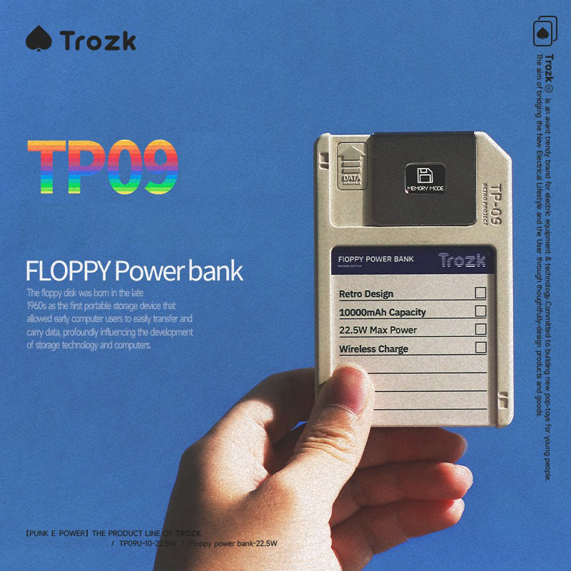 Magnetic Power Bank TROZK TP-09 10000mAh – Multifunctional with Built-in Storage