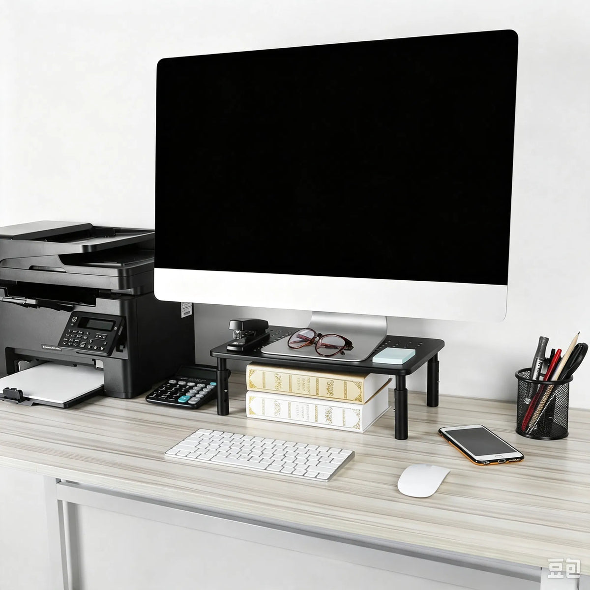 3-Level Adjustable Metal Mesh Monitor Riser Stand