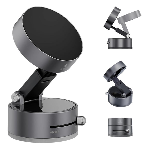 Foldable Magnetic Phone Mount with Suction Base for Desk, Car and Travel