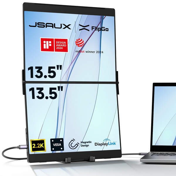 Jsaux FlipGo Portable Dual Monitor | Expand Workspace With 1 Cable