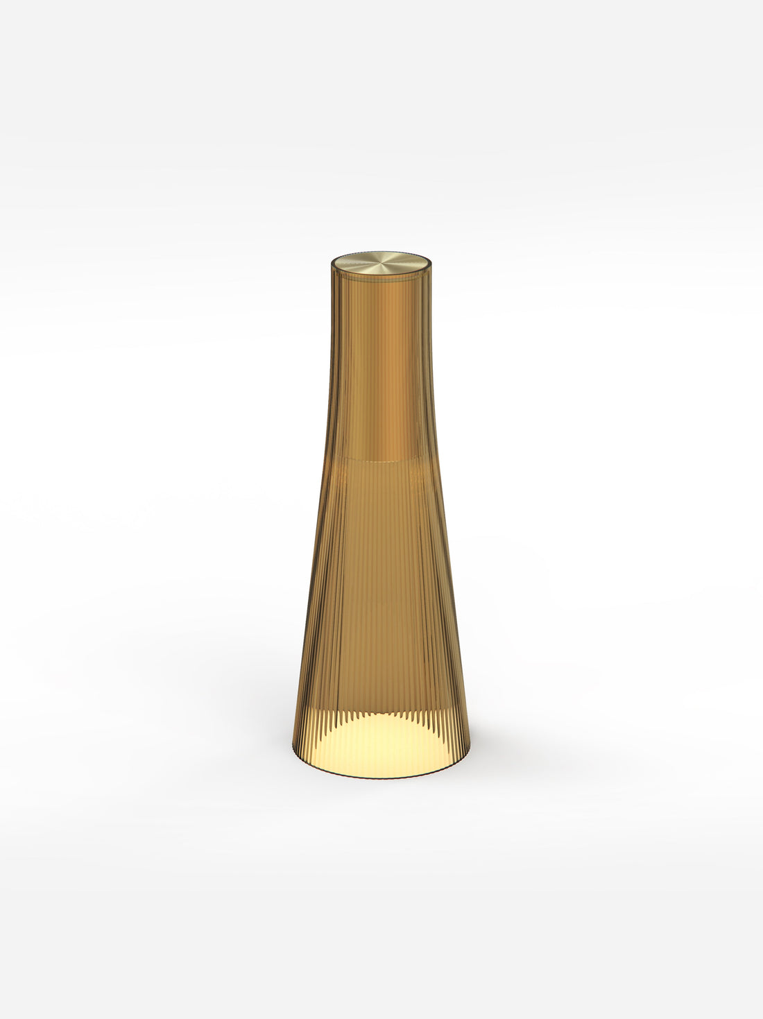 The bronze Candel lamp with a brass cap on a pale background