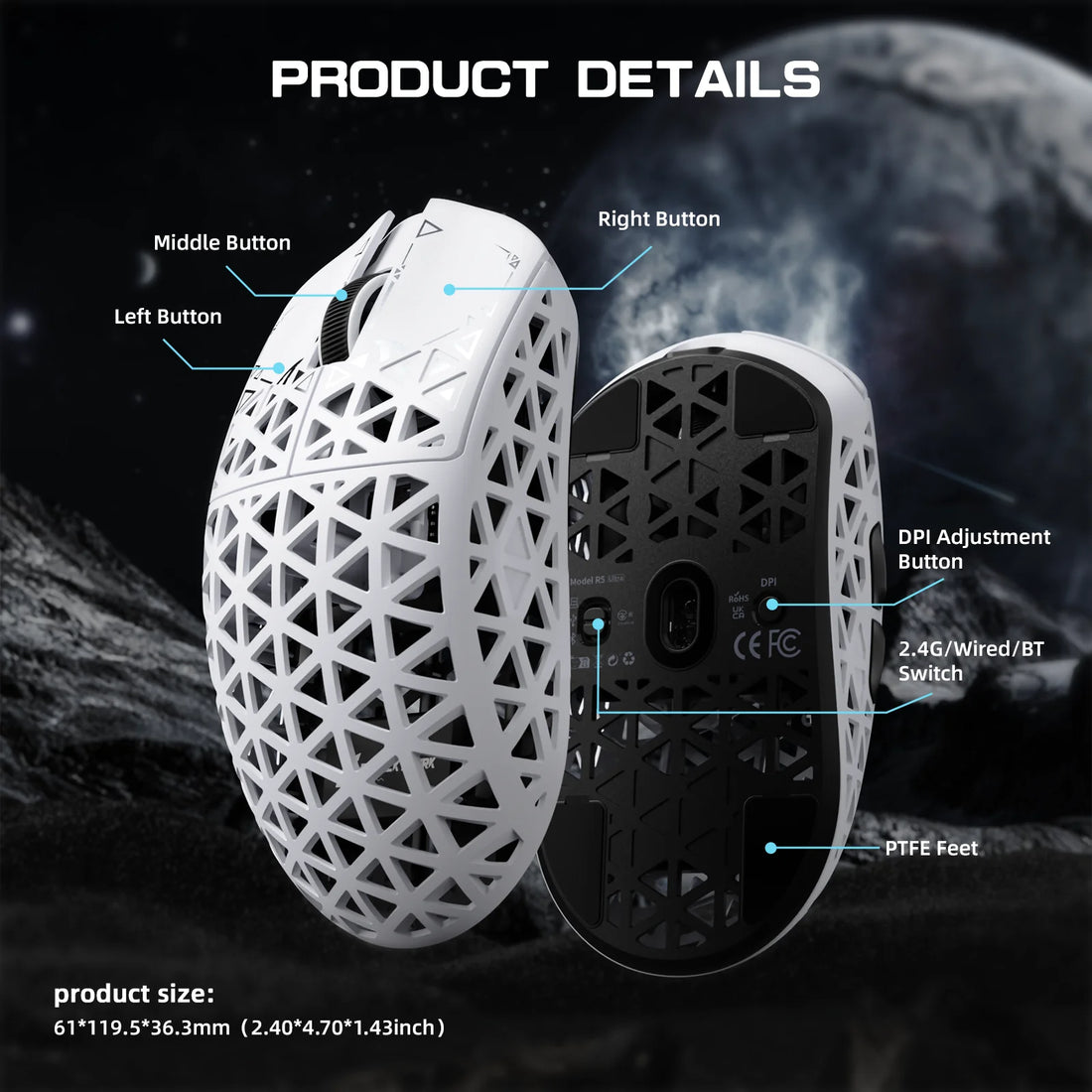 Attack Shark R5 Ultra Carbon Fiber 39g Wireless Mouse, photo 3