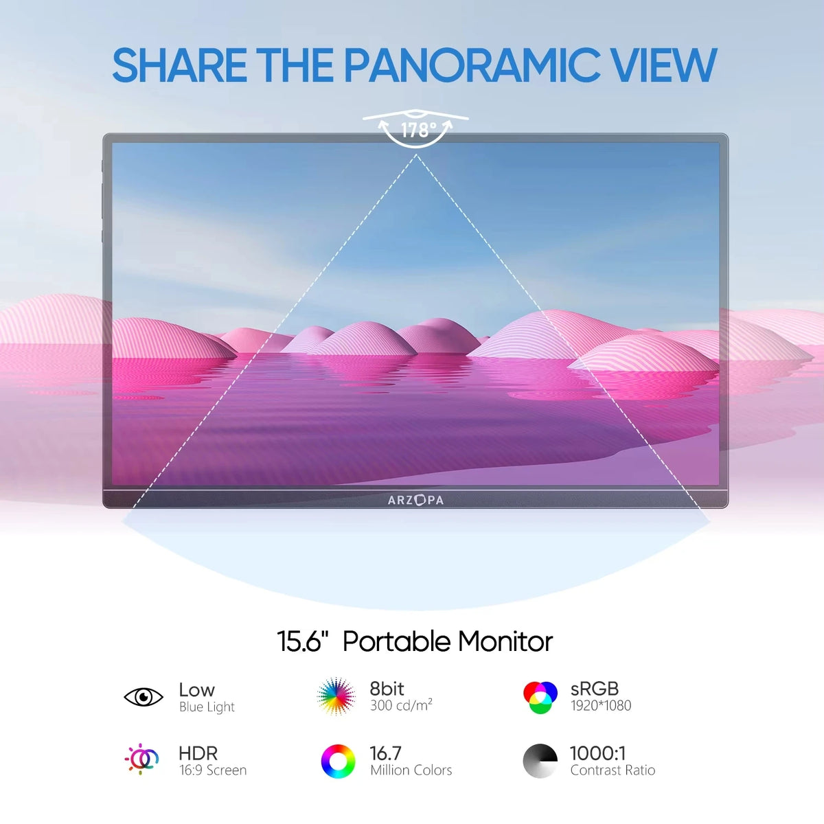 ARZOPA 15.6 inch FHD Portable Monitor, USB-C and Mini HDMI, photo 2