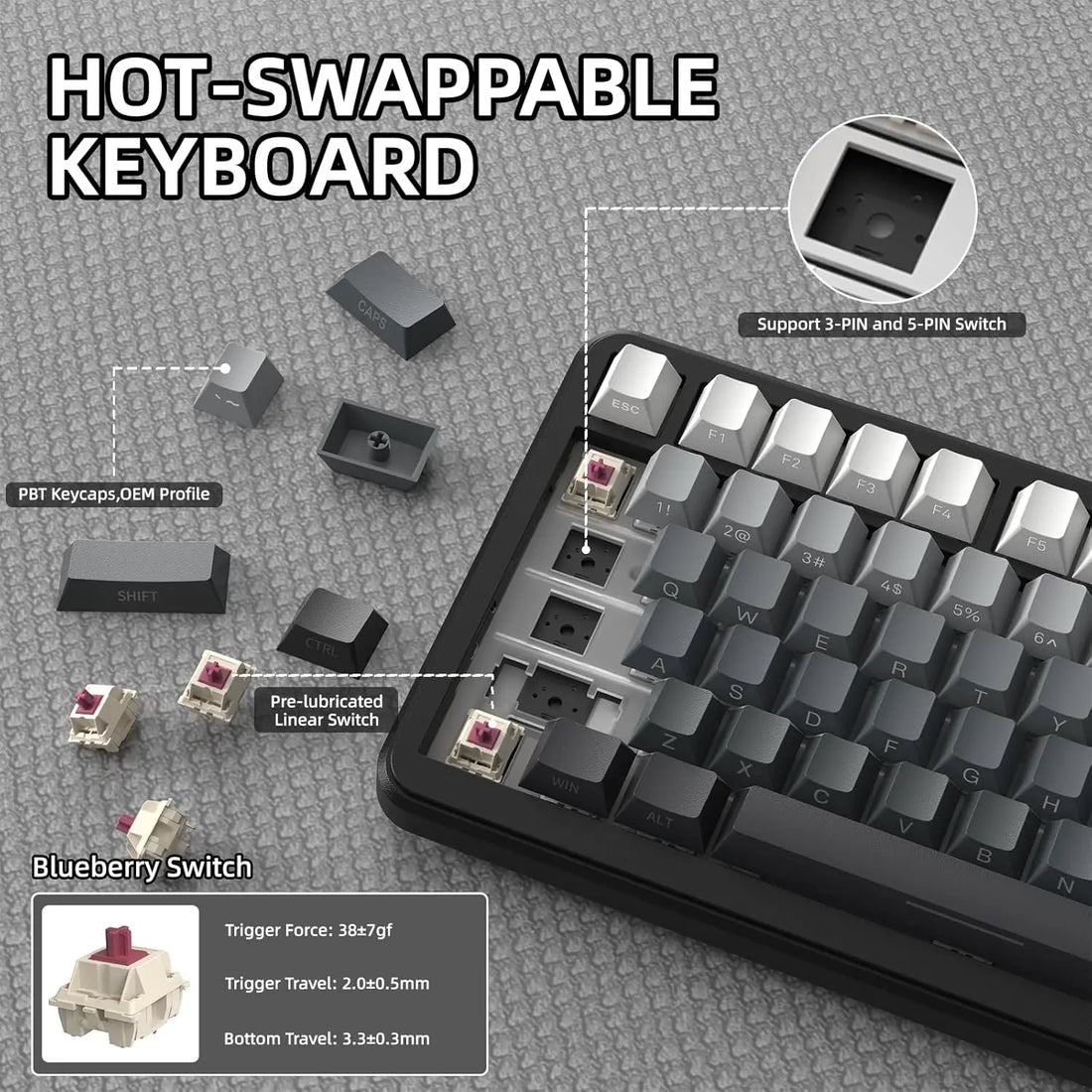 Attack Shark X85 Pro 75% Tri-Mode Keyboard with Screen and Knob, photo 5