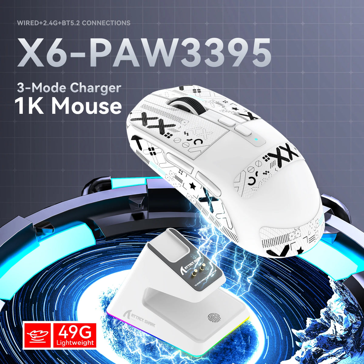 Attack Shark X6 Tri-Mode Mouse with Magnetic Charging Dock, photo 2