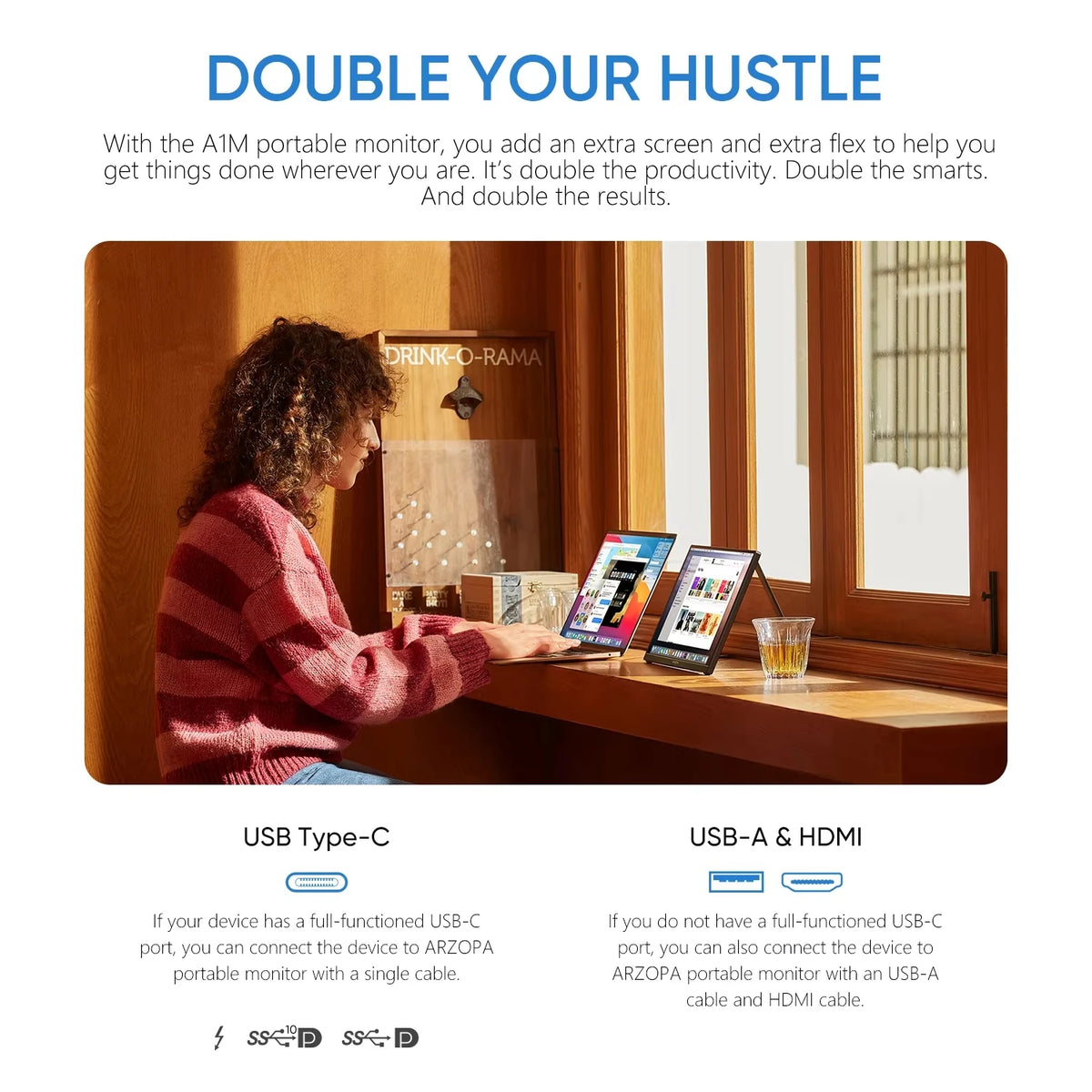 ARZOPA 15.6 inch FHD Portable Monitor, USB-C and Mini HDMI, photo 3