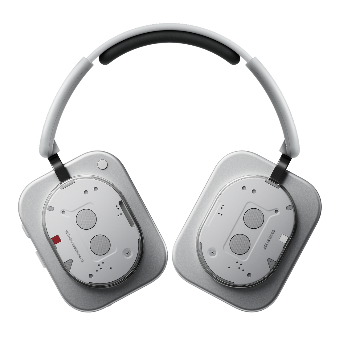 Headphone (1) with both earcup outer panels facing the camera